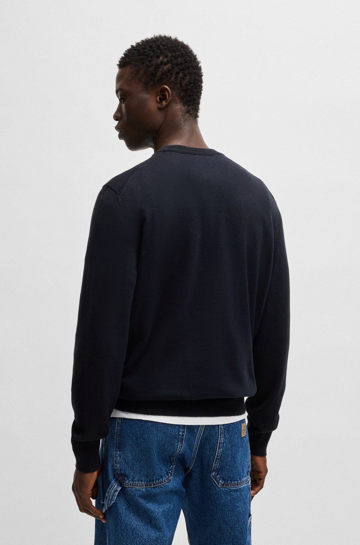 COTTON-CASHMERE REGULAR-FIT SWEATER WITH LOGO PATCH - 5