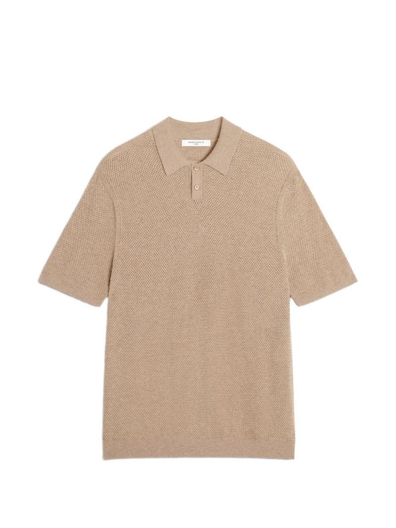 textured-knit short-sleeve polo shirt 1