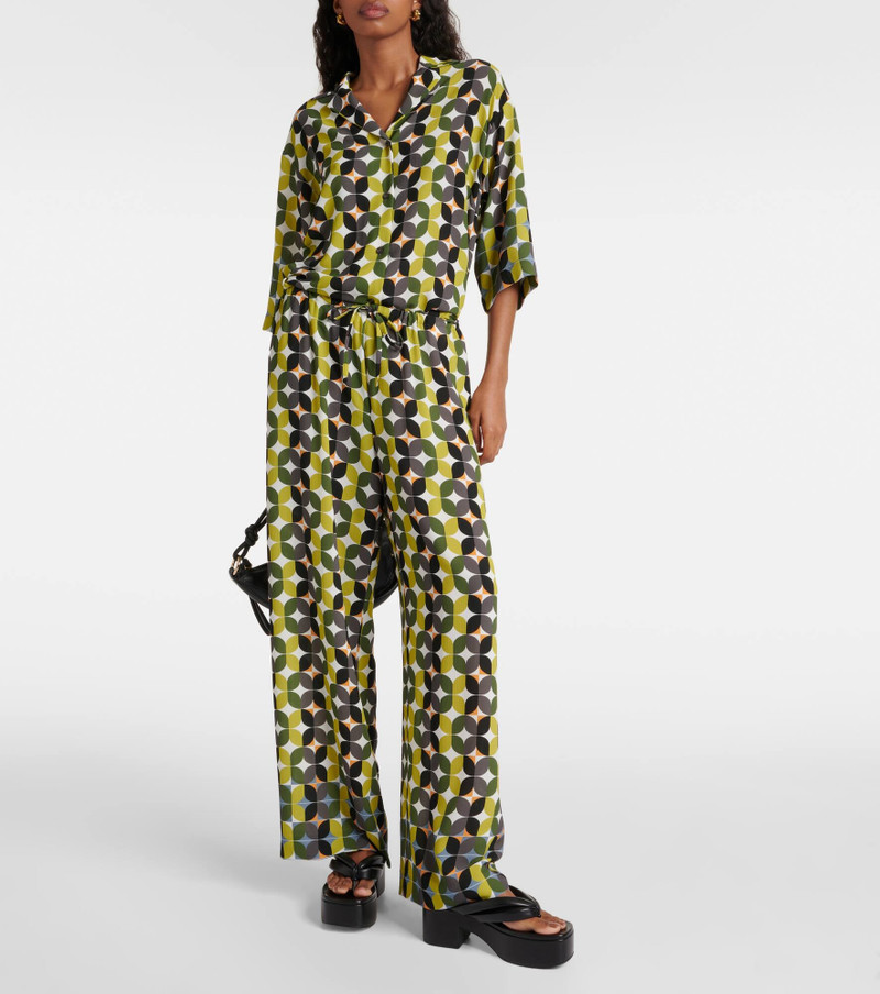 Printed high-rise crêpe wide-leg pants 6
