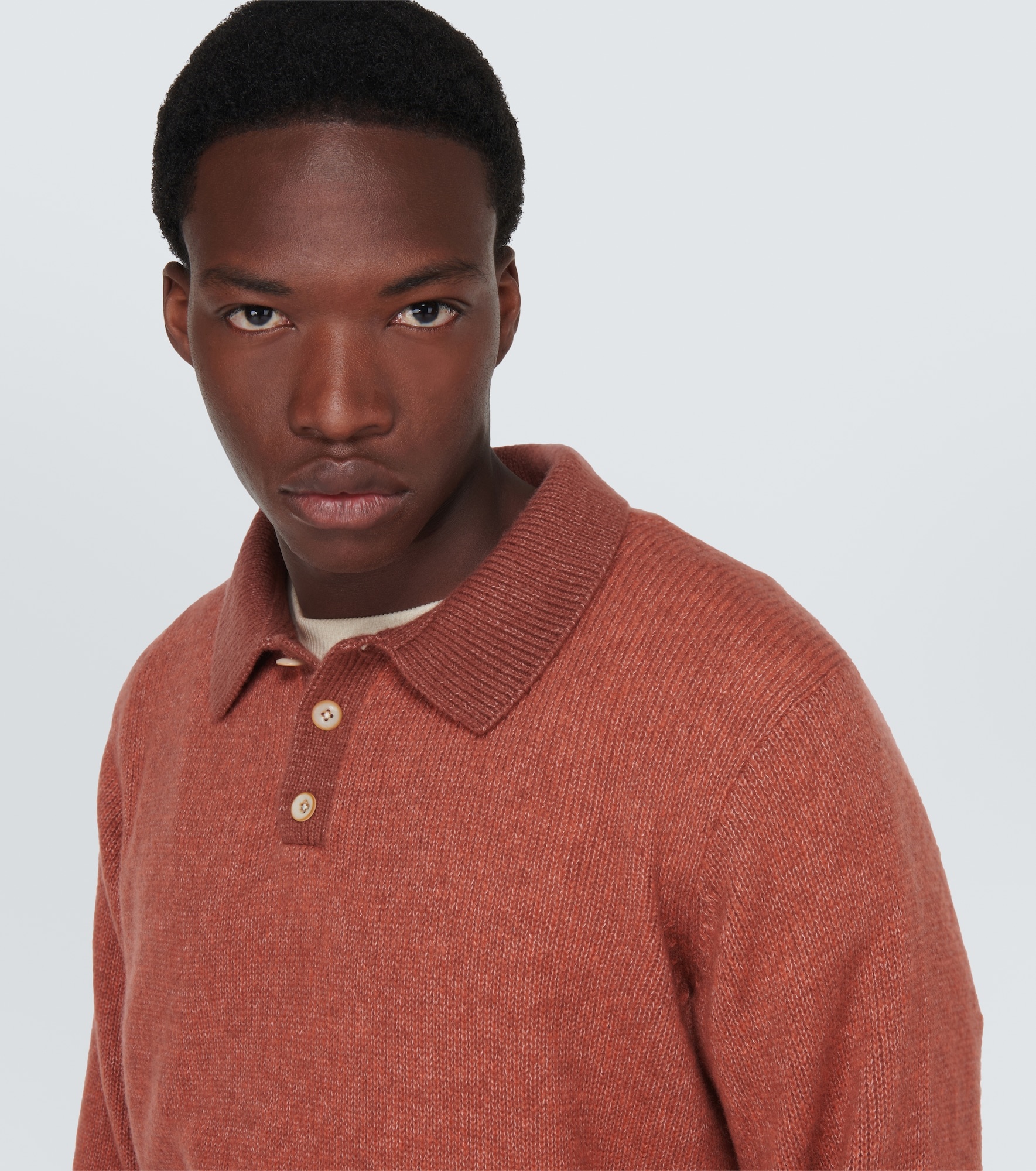 Cashmere and cotton polo top - 5