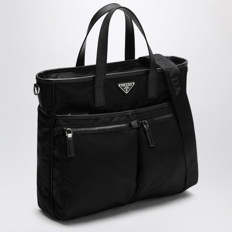 Prada Black Re-Nylon And Saffiano Shopping Bag Men - 2
