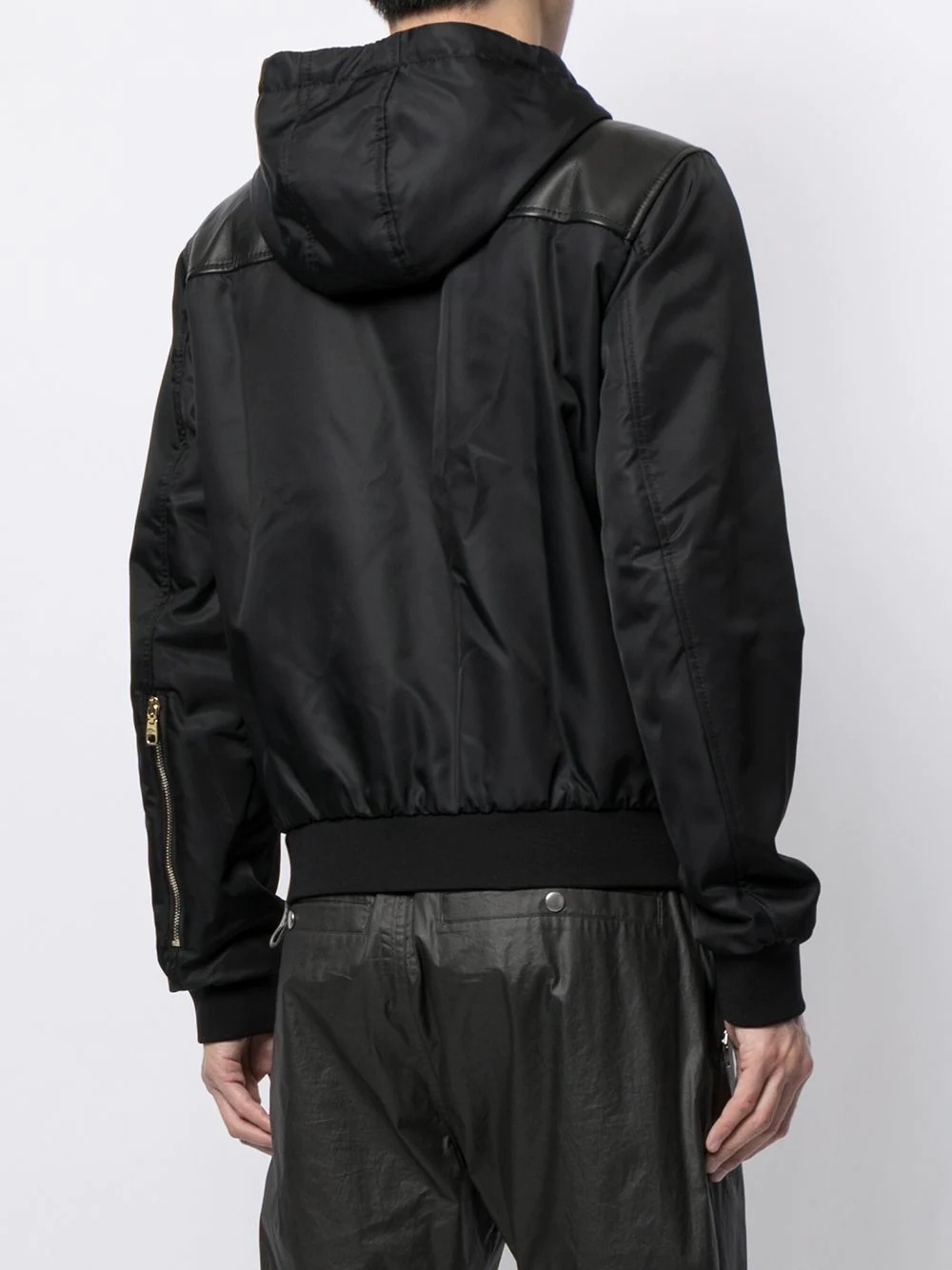 leather panelled hooded jacket - 4