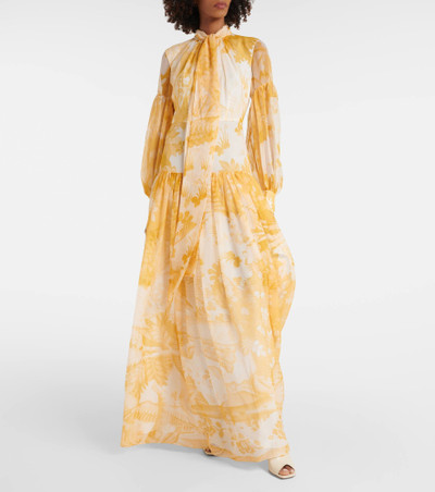Erdem Printed silk voile gown outlook