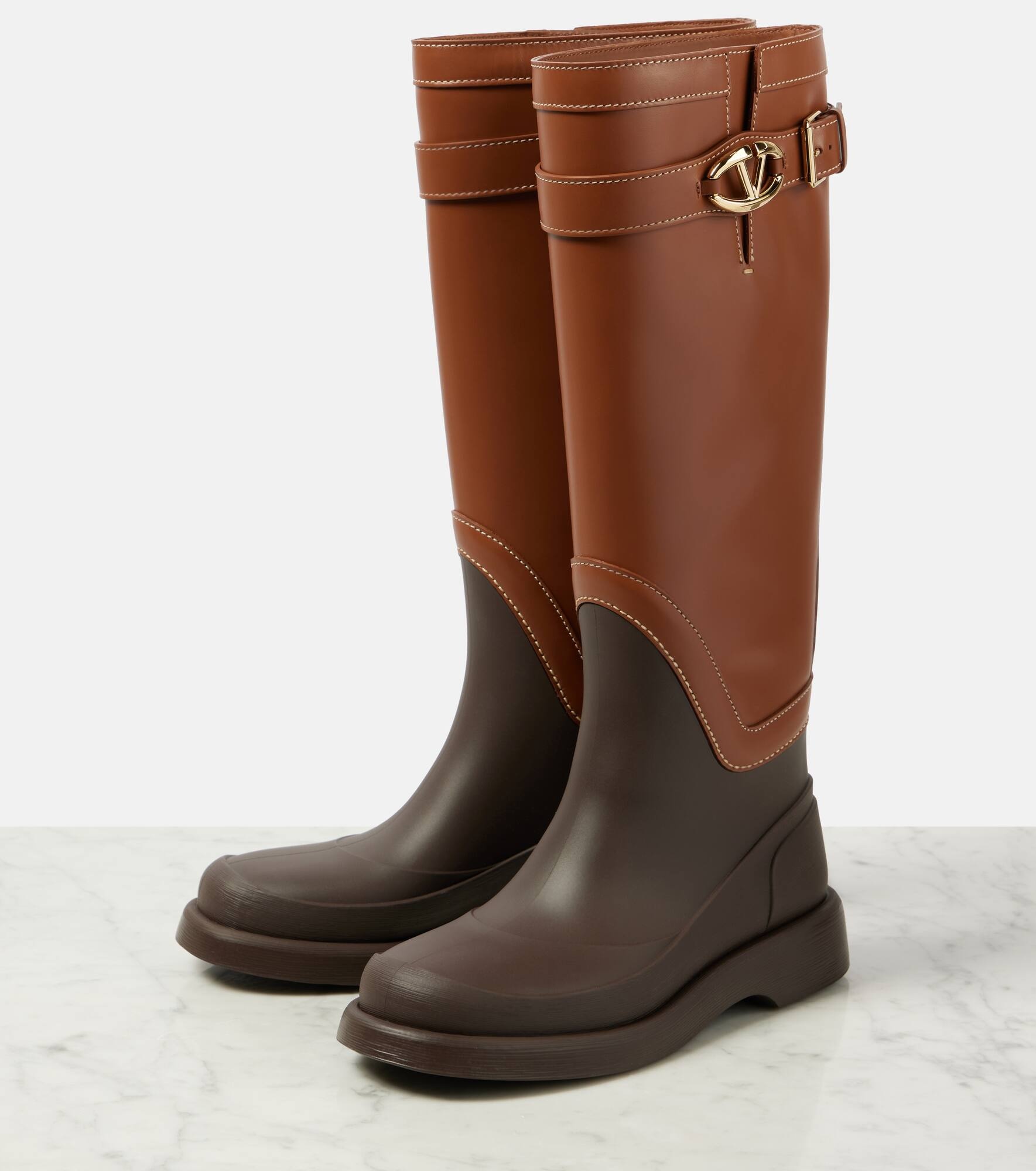 VLogo Bold leather knee-high boots - 5