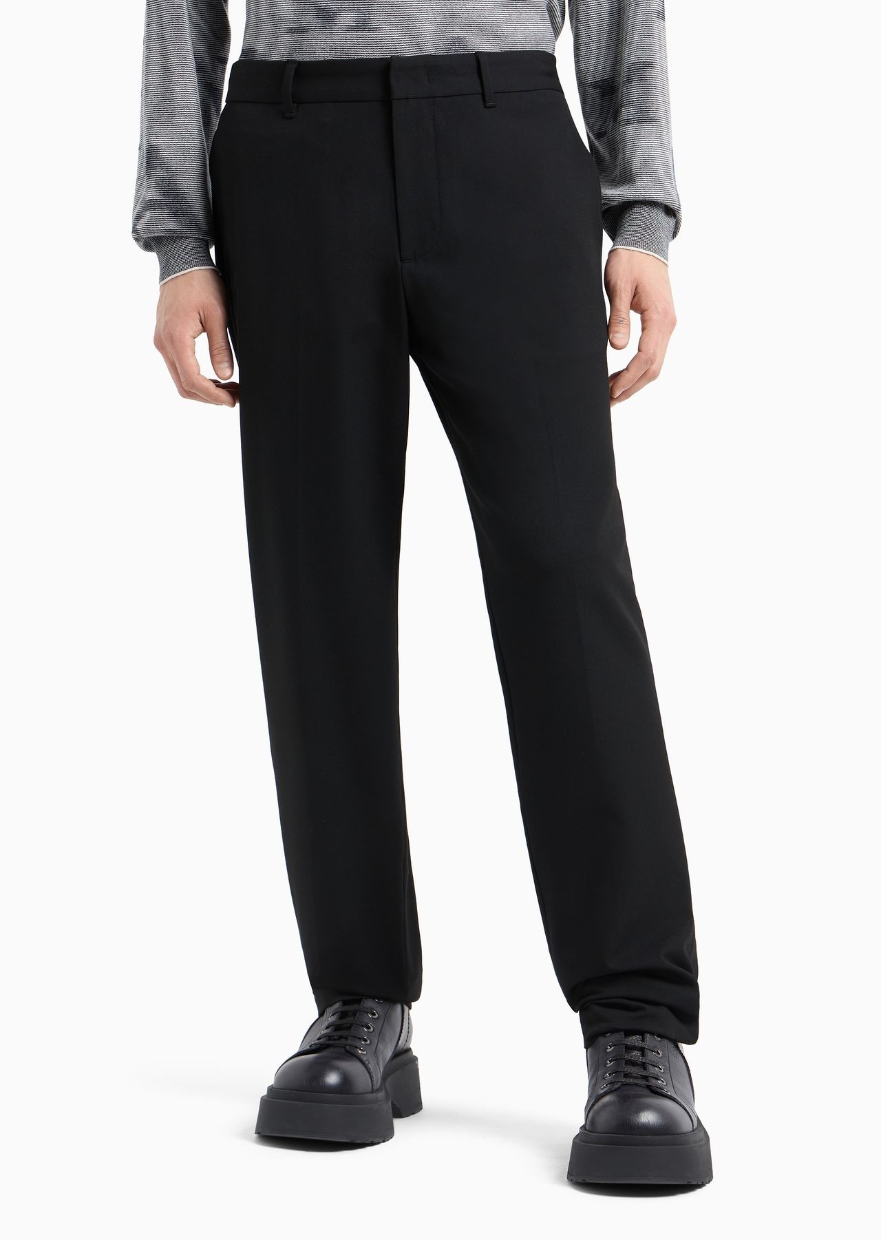 Compact fabric chinos with wool finish - 2