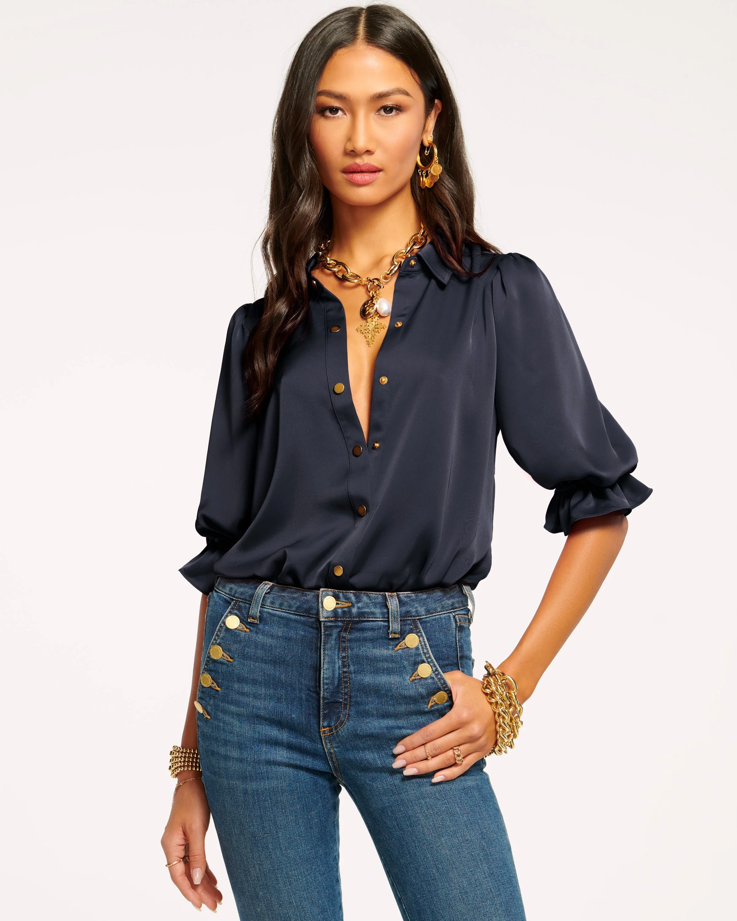 Dina Button Down Bodysuit - 1
