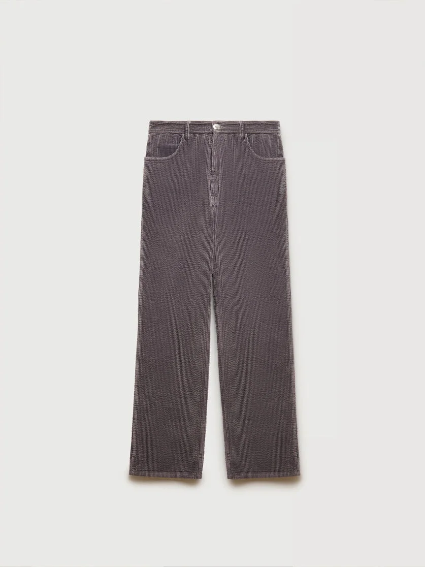 GREY CORDUROY FLARED TROUSERS - 1