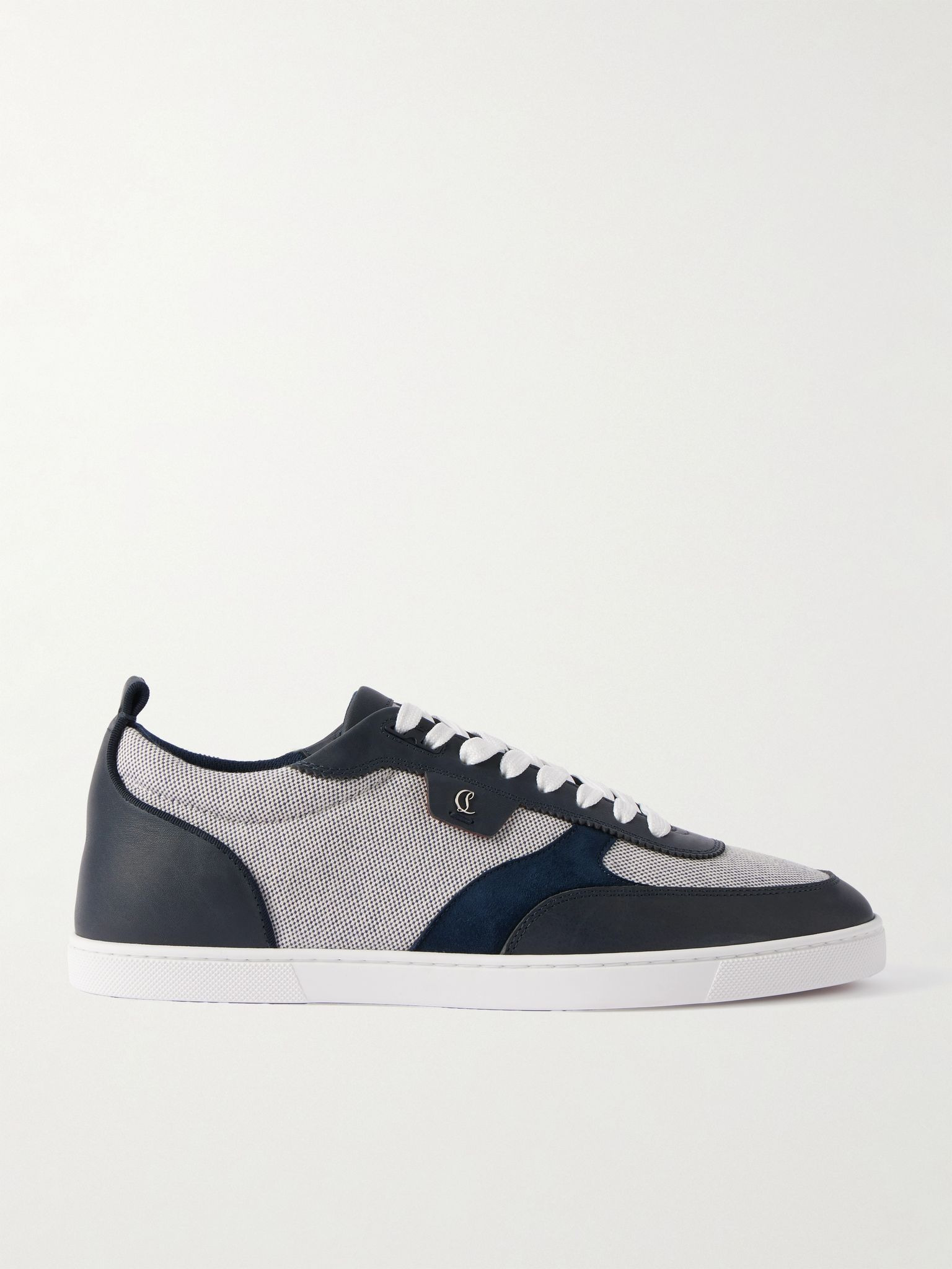 Tutti Rui Leather and Suede-Trimmed Granariso Canvas Sneakers Navy - 1
