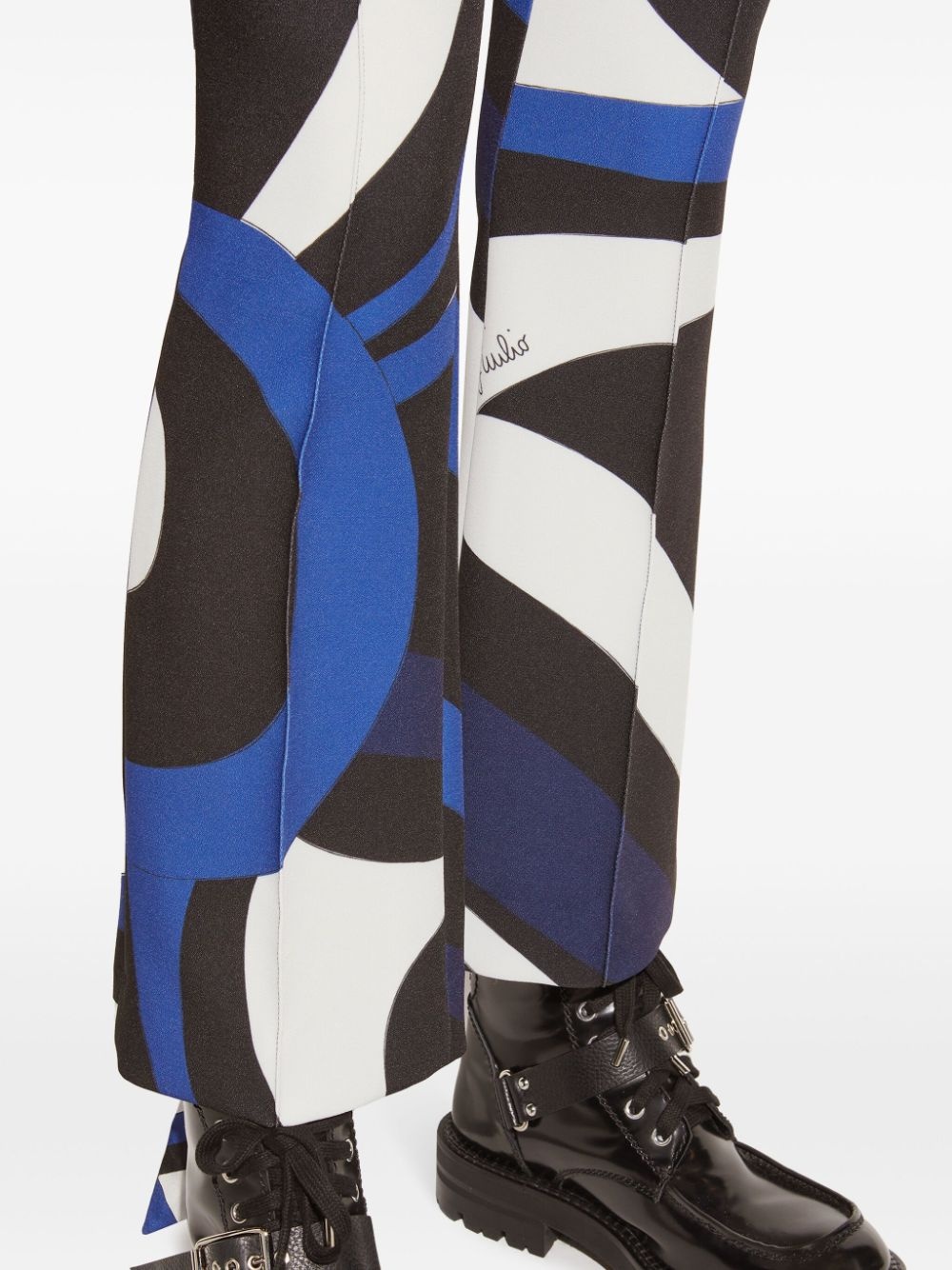 marmo-print flared trousers - 5