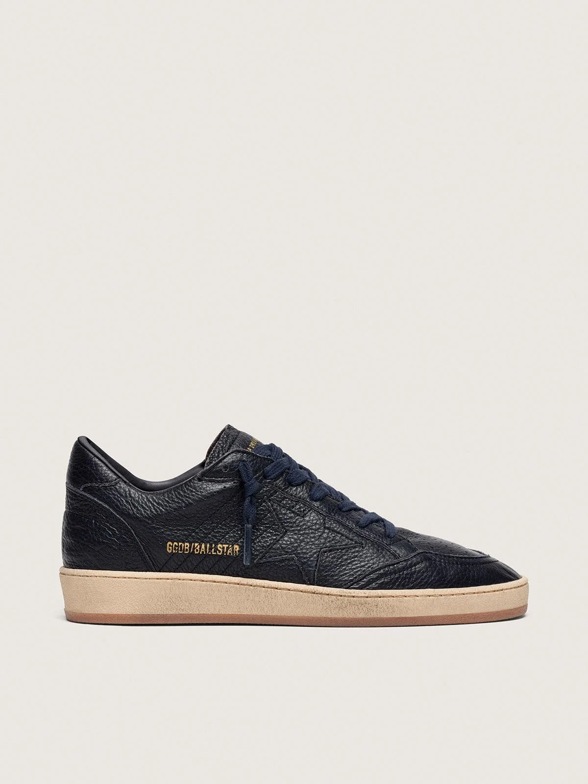 Men's Ball Star in navy-blue leather with tone-on-tone leather star - 1