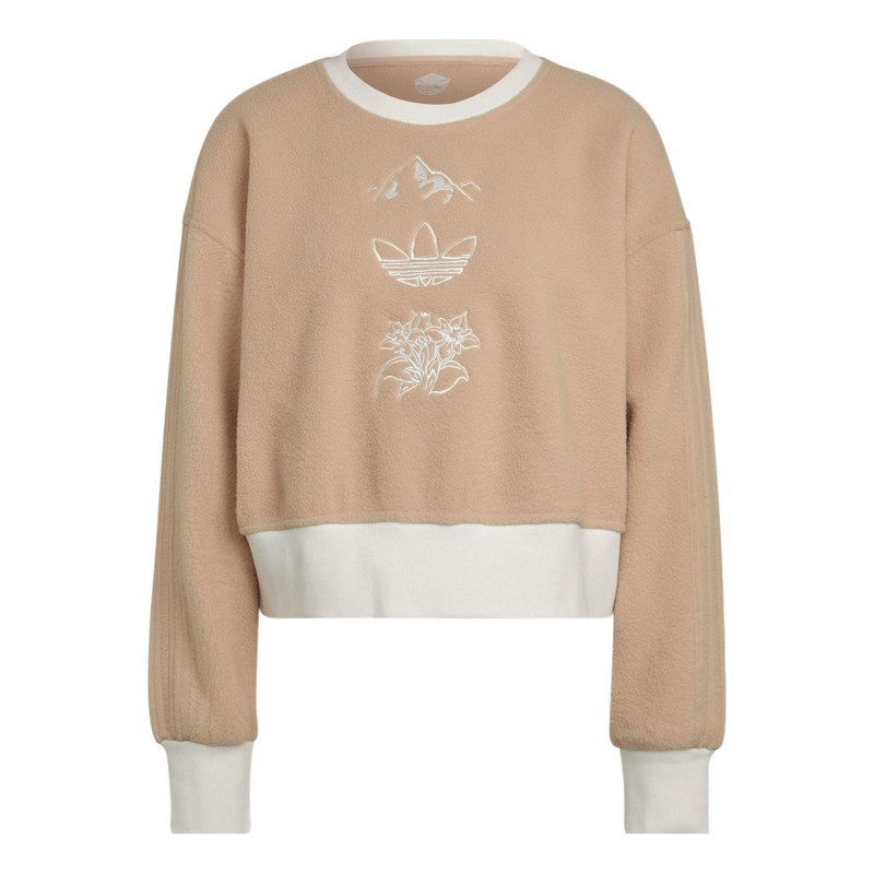 (WMNS) adidas Graphic Polar Fleece Sweatshirt 'Beige' HM1607 1