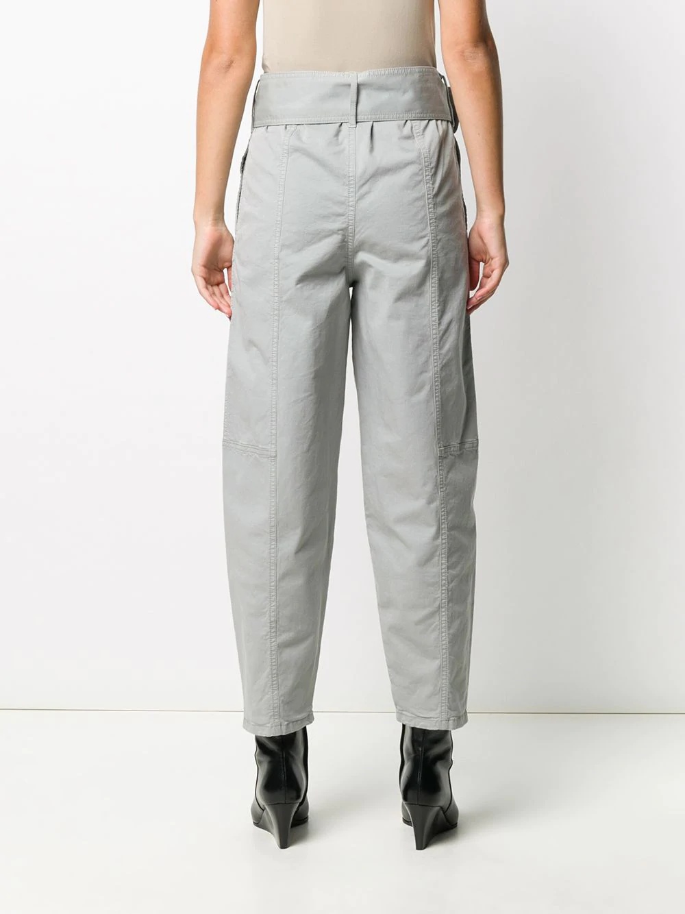 belted straight fit trousers - 4