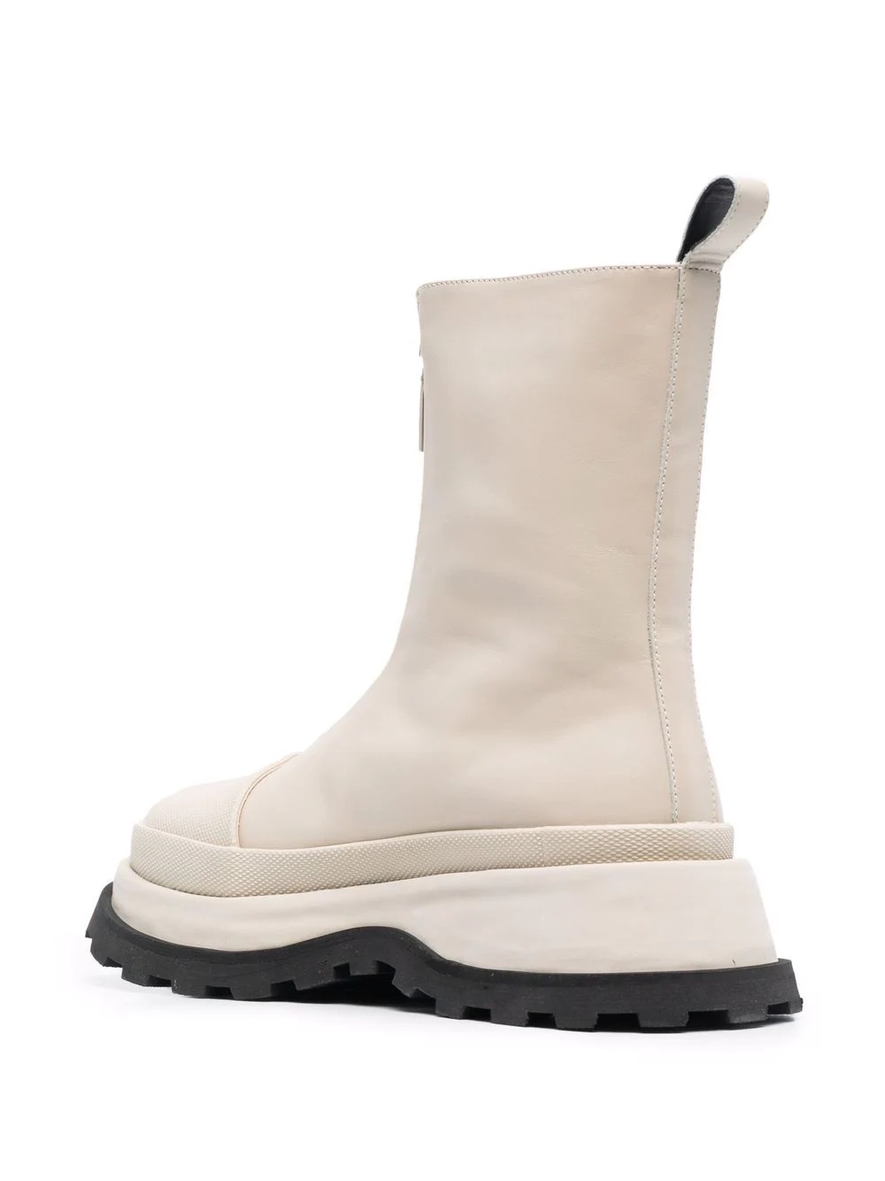 leather front-zip ankle boots - 3