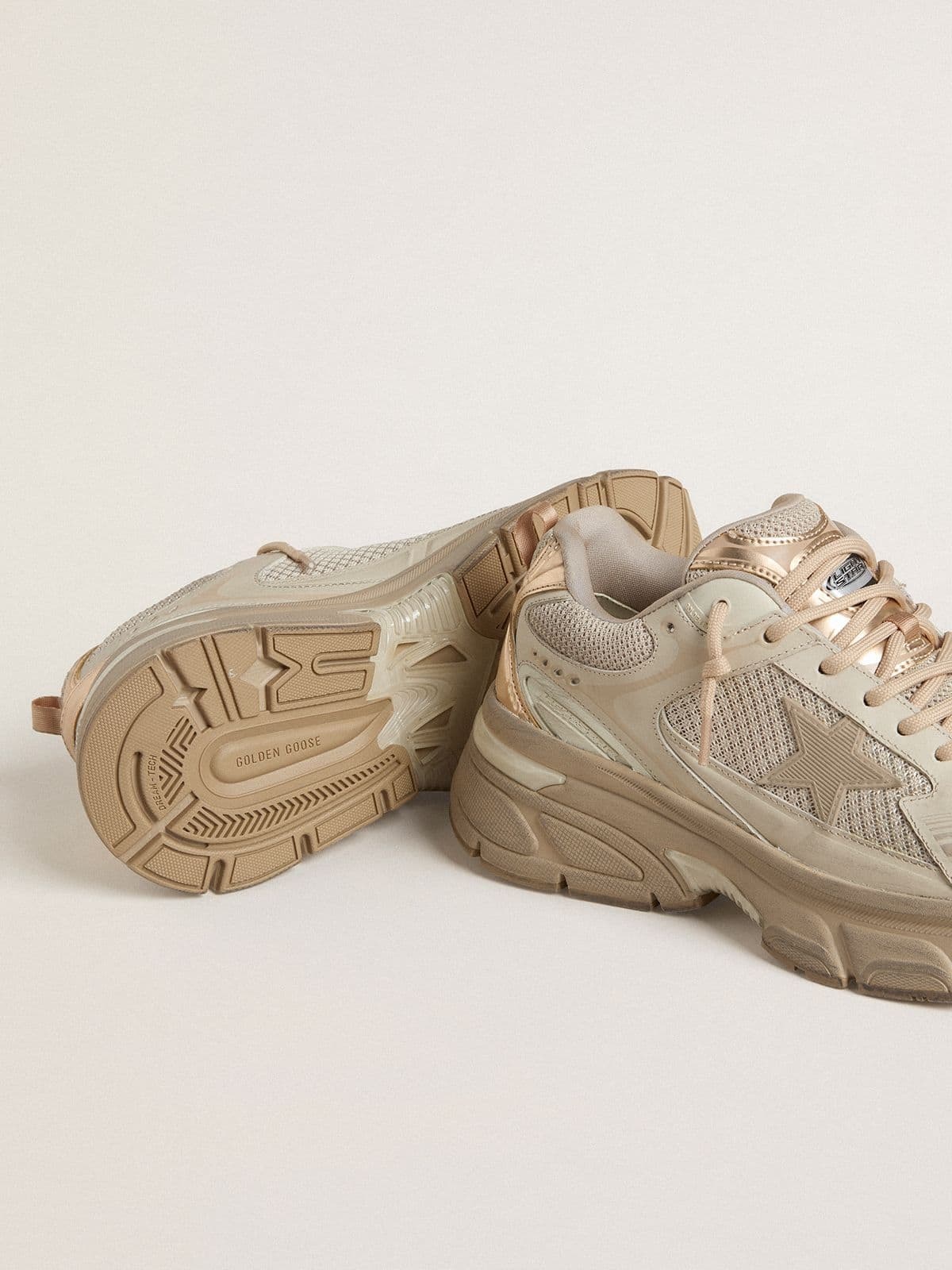 Women’s Lightstar in dove-gray leather and mesh with beige TPU star - 4