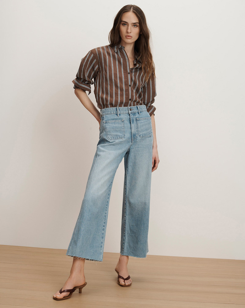 VERONICA BEARD TAYLOR CROPPED PATCH-POCKET WIDE-LEG JEAN outlook