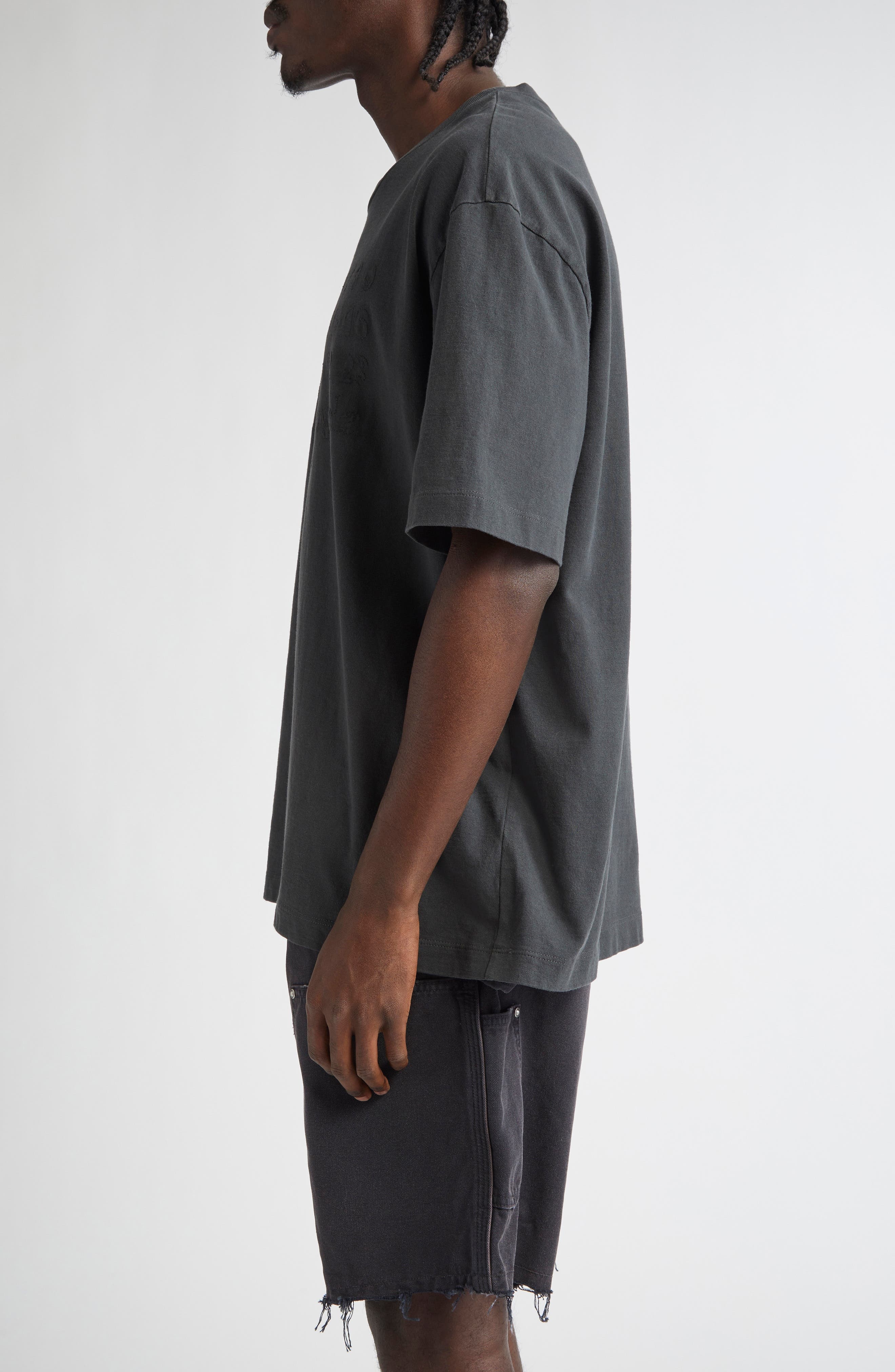 Maison Margiela Embroidered Logo Cotton T-Shirt in Washed Black at Nordstrom - 3