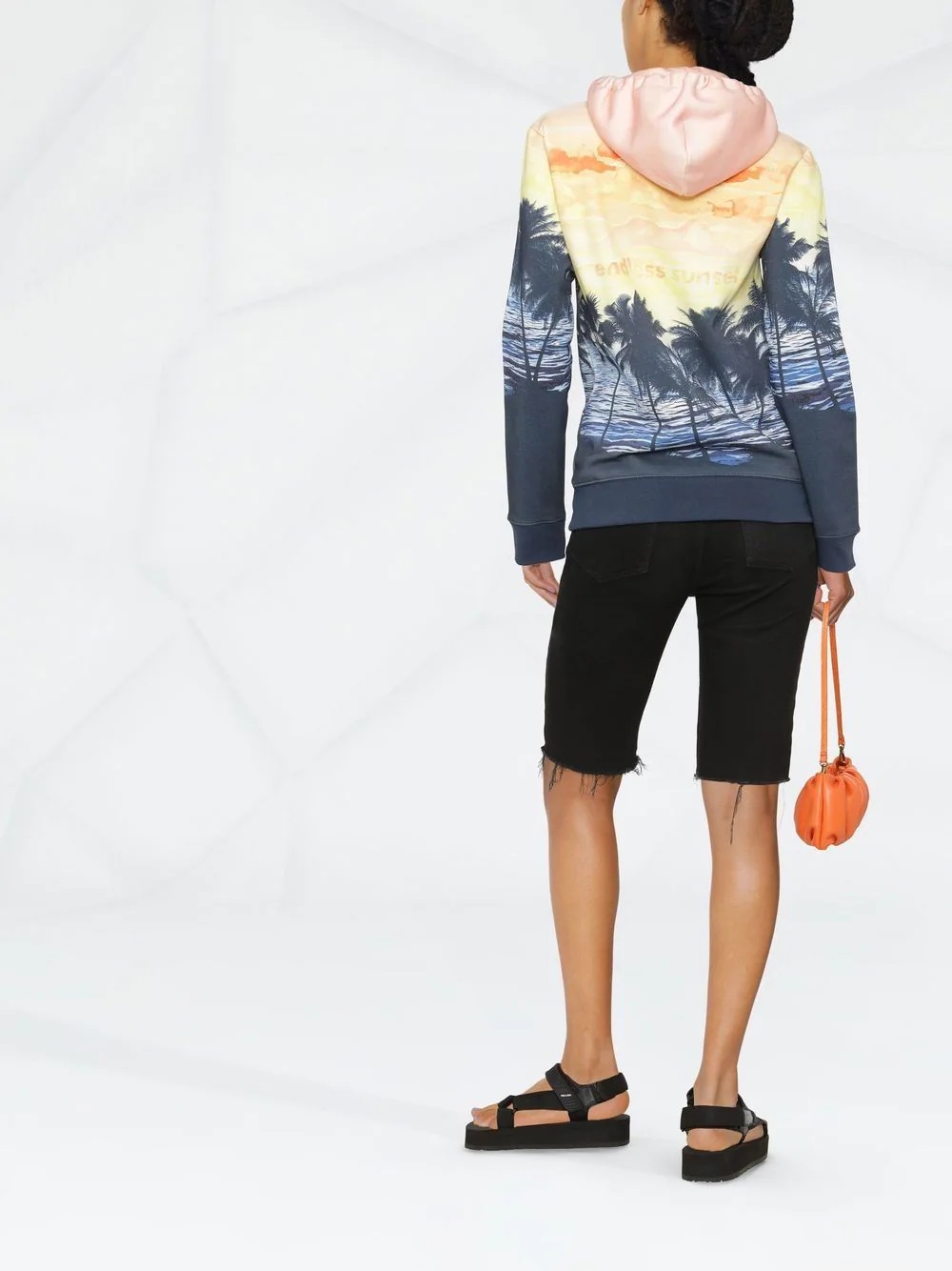 sunset-print logo hoodie - 3