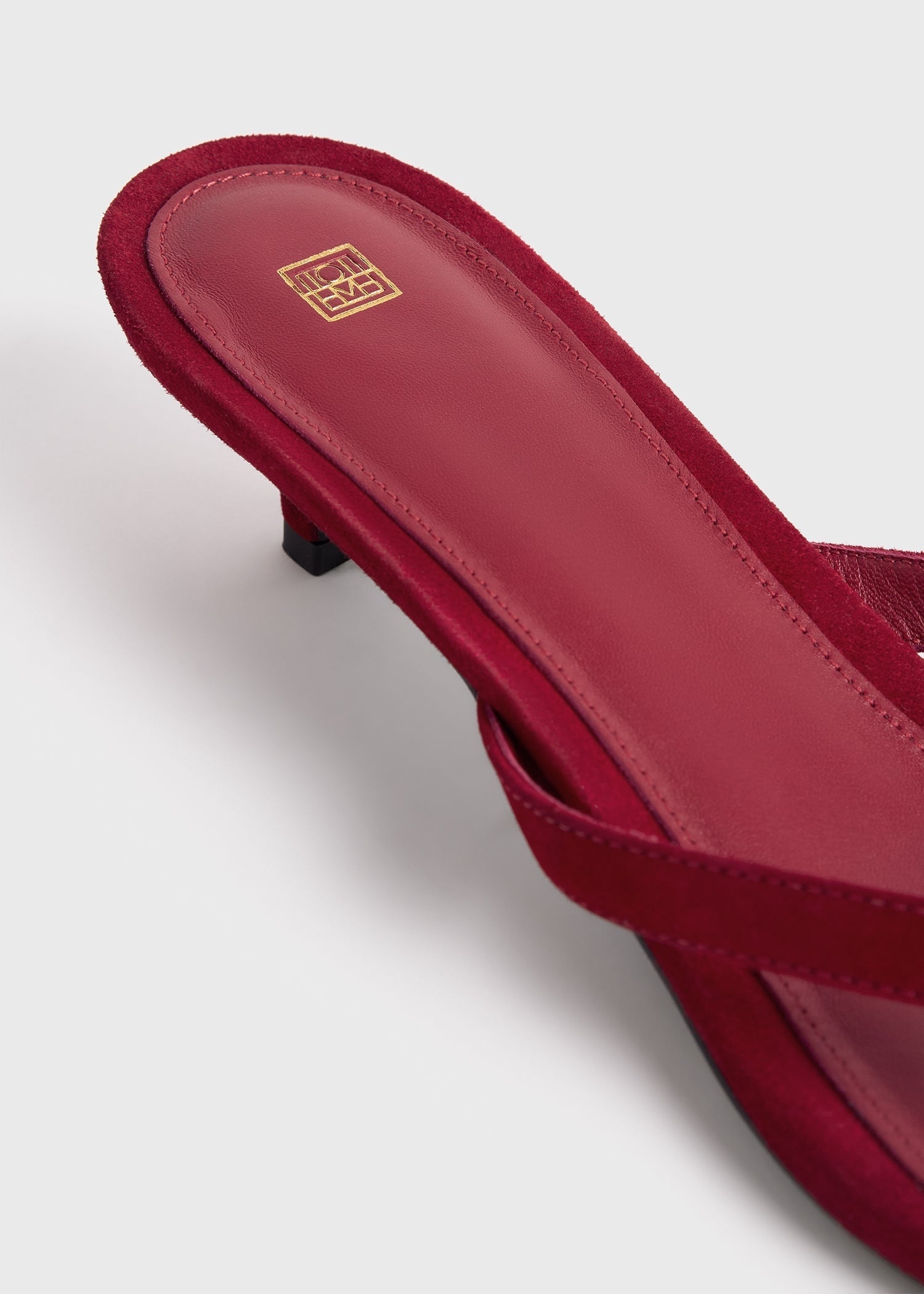 Suede heeled flip flops scarlet - 6