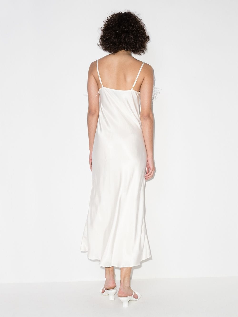 Boheme feather-trim slip dress - 3