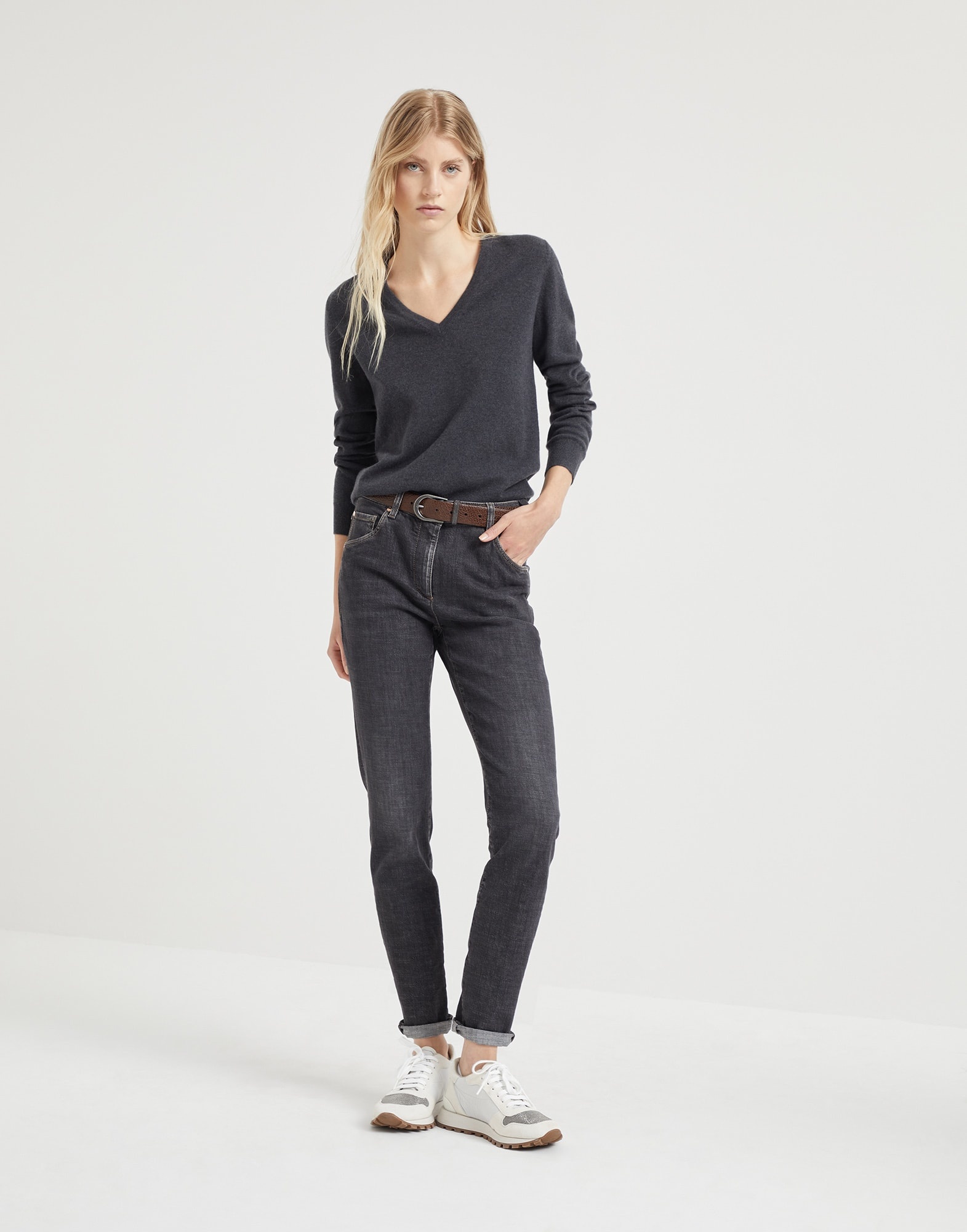 Cashmere sweater with monili - 5