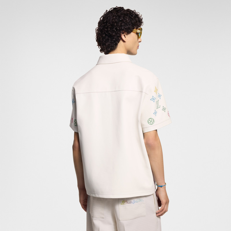 Monogram Flower Perforated Leather Polo Shirt 5