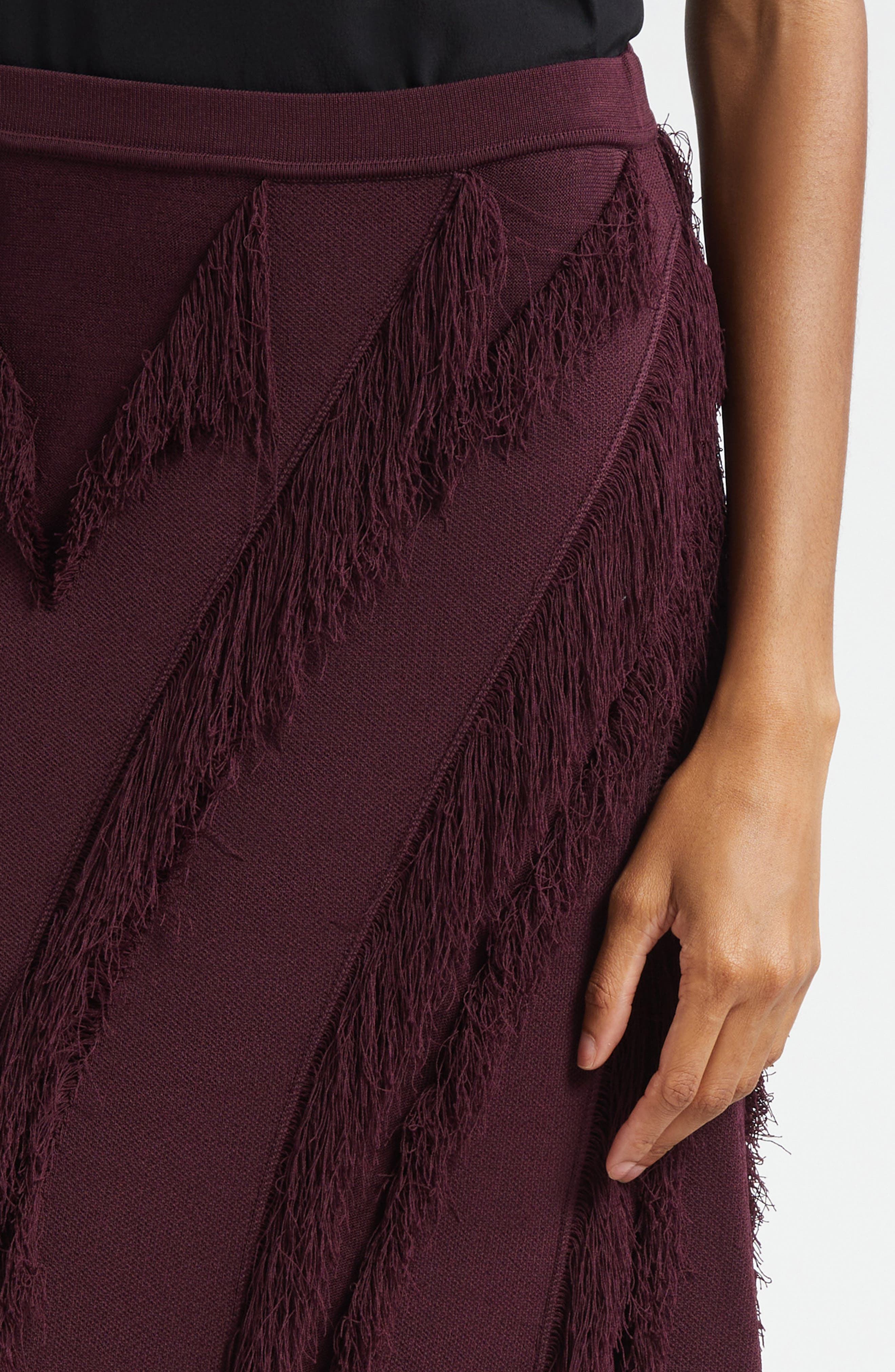 Ulla Johnson Astri Fringe Detail Knit Maxi Skirt in Mahogany at Nordstrom - 4
