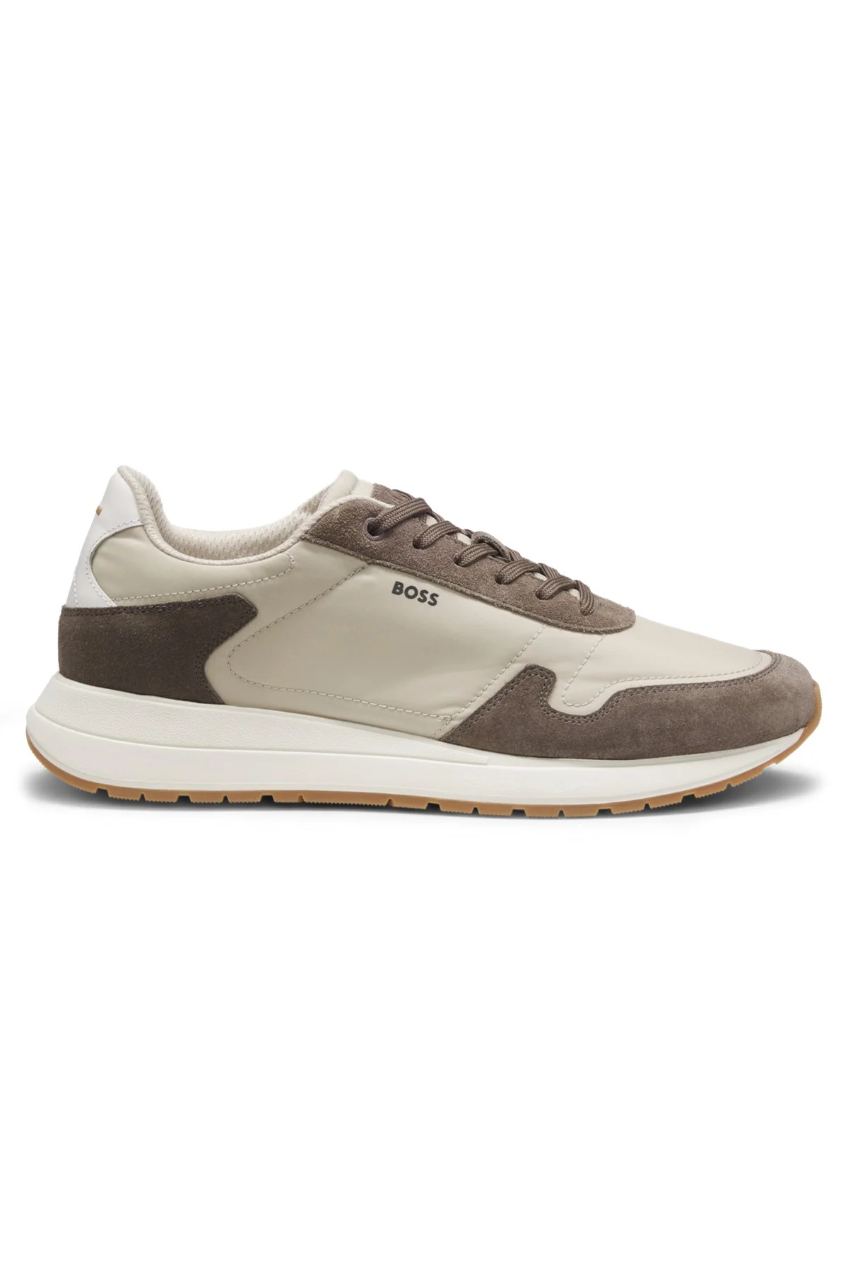 LACE-UP SNEAKERS IN LIGHTWEIGHT FABRIC WITH SUEDE TRIMS - 1
