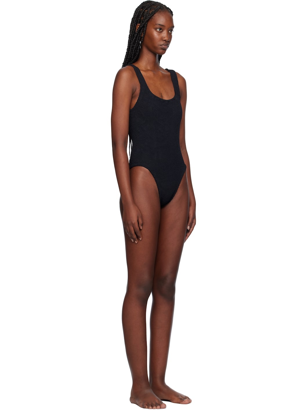Black Square Neck Swimsuit - 2