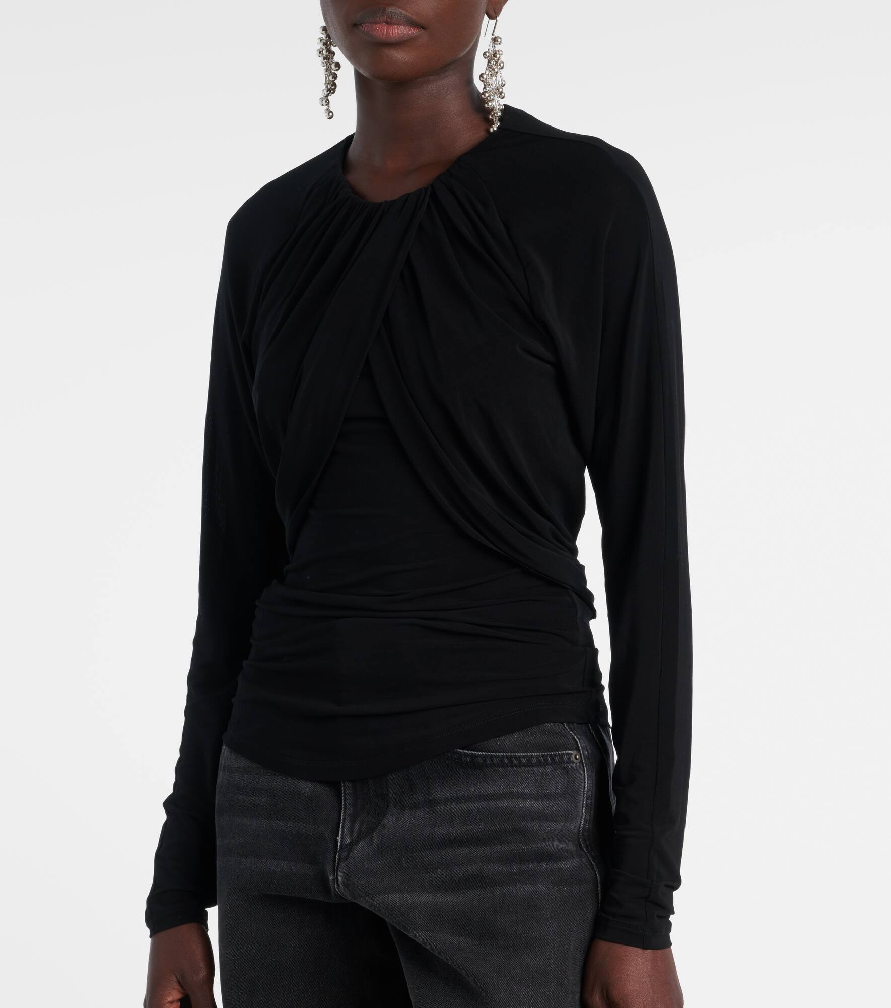Gaetane draped jersey top - 5