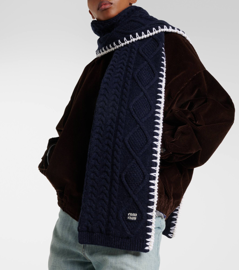 Miu Miu Cable-knit wool and cashmere scarf outlook