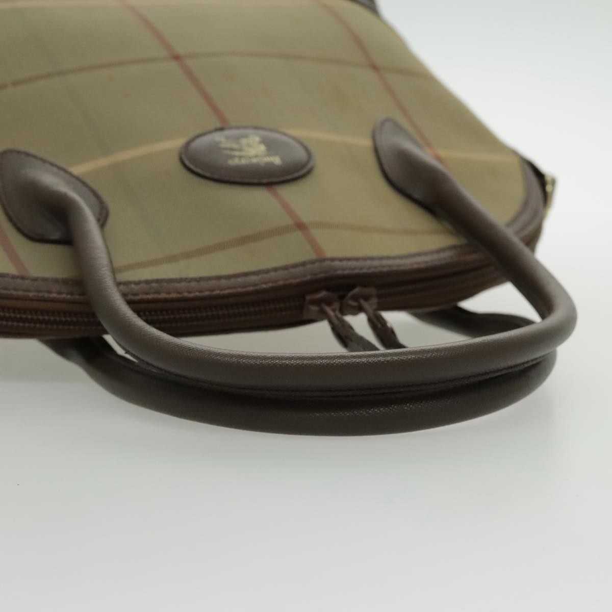 Burberry Nova Check Hand Bag Canvas Leather Brown Gold - 7