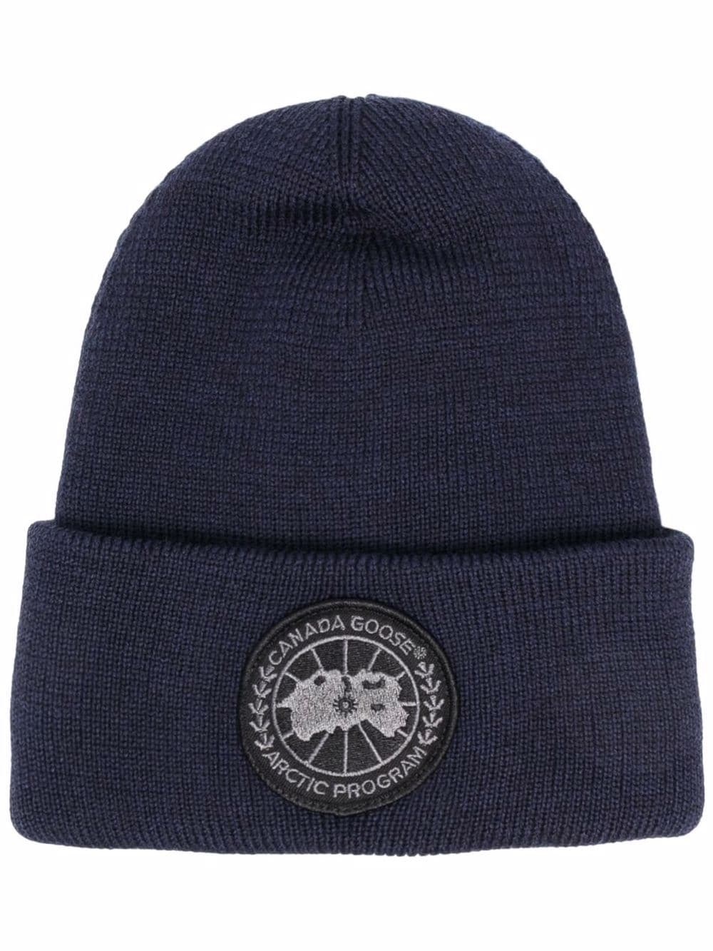 logo-embroidered merino beanie - 1