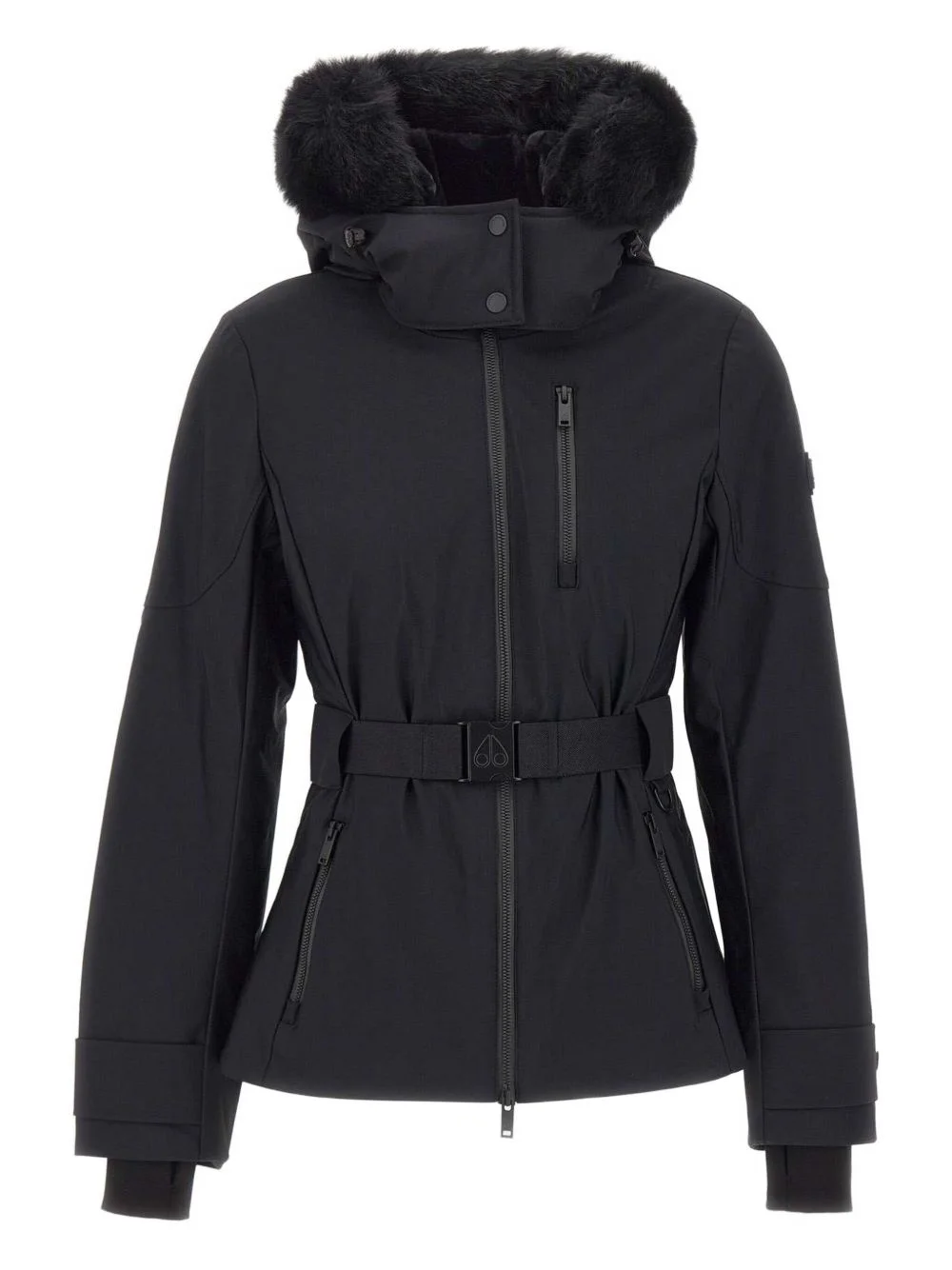 faux fur hooded belted jacket - 1