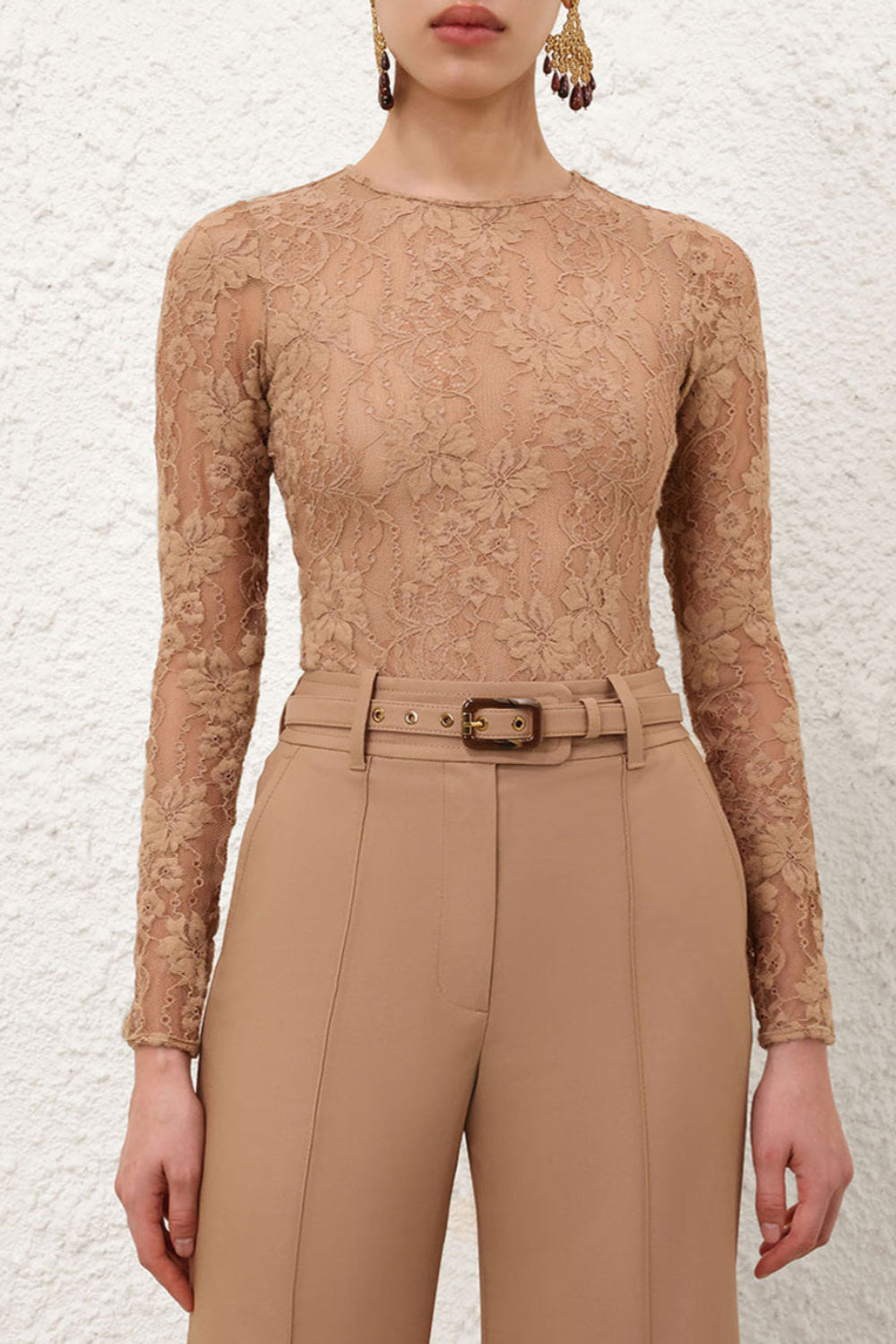 Lace Bodysuit Biscuit - 2