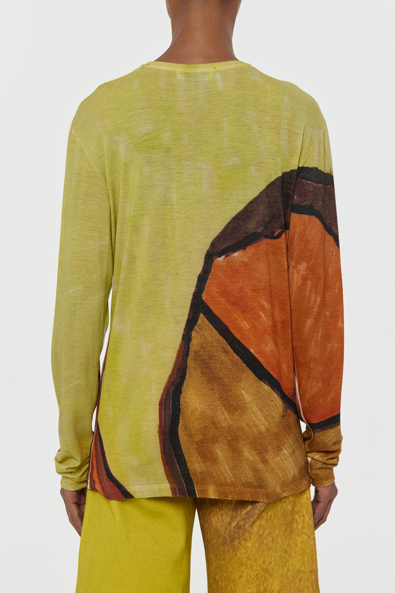 Isaro Long Sleeve T-shirt in Earth Multi Printed Cashmere Jersey 4