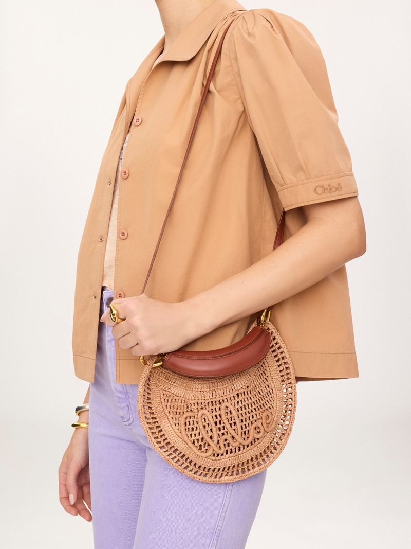 Chloé MINI SUMMER BANANA HOBO BAG WITH STRAP IN RAFFIA outlook