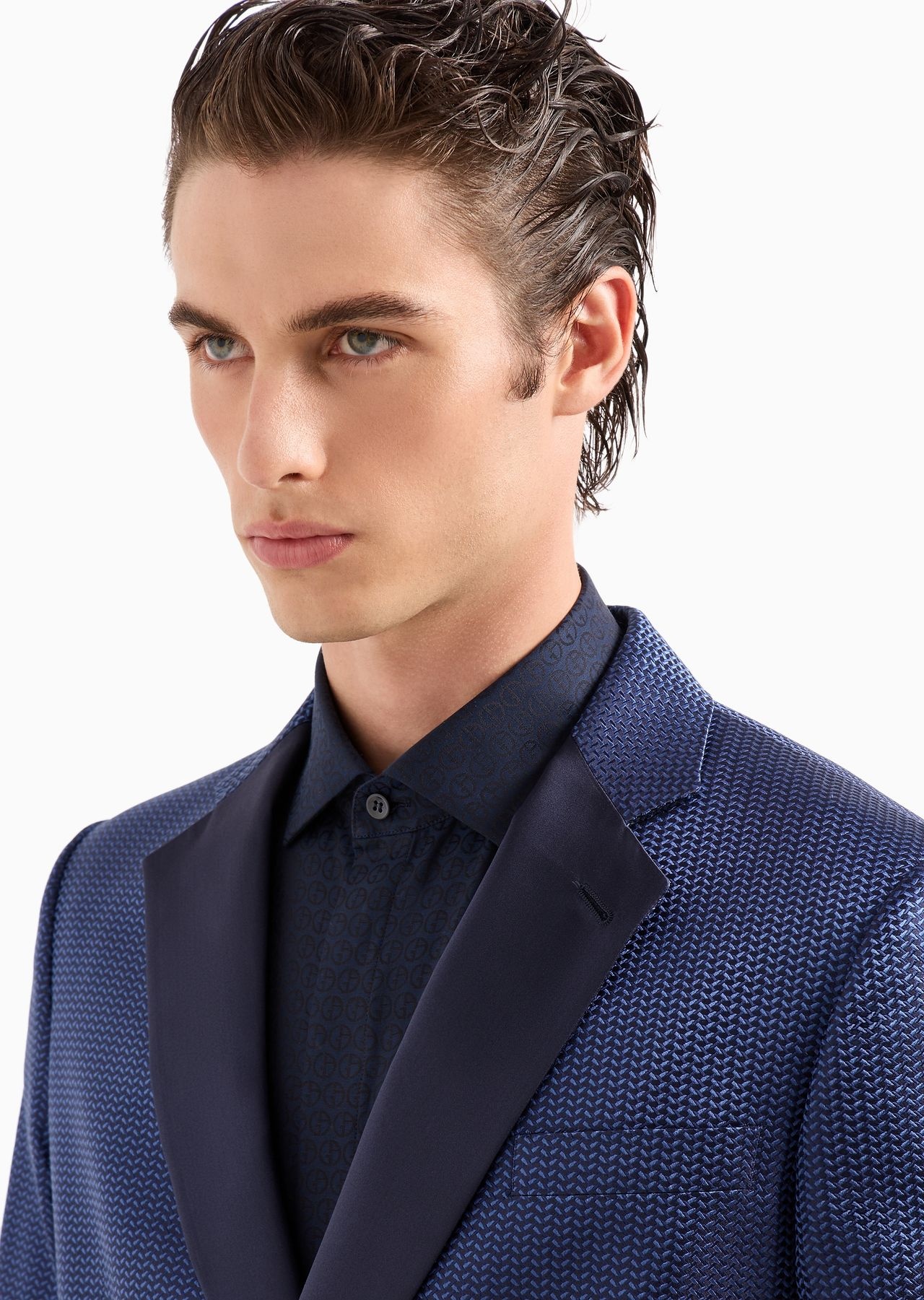 Soho line double-breasted tuxedo jacket in silk jacquard - 5