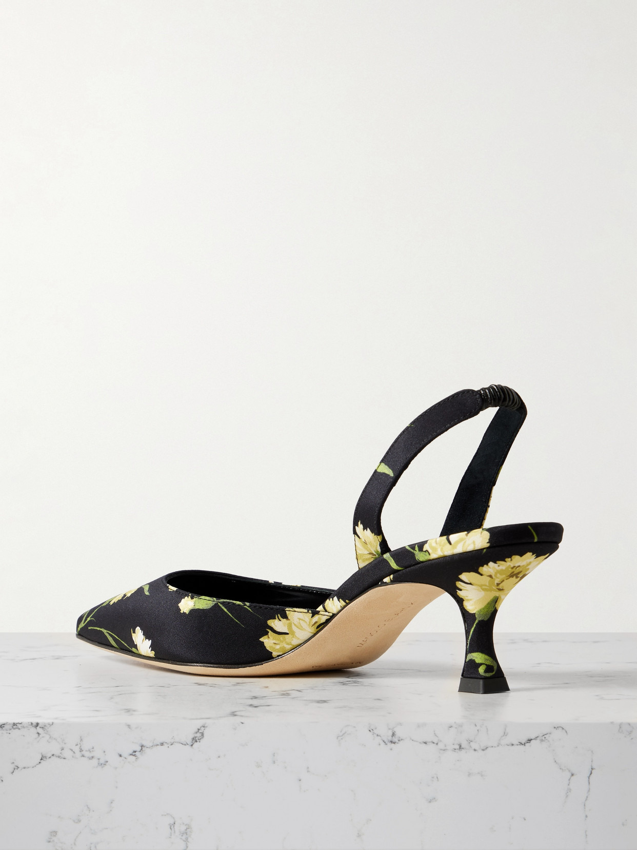 Carolyne 50 Floral-print Satin Slingback Pumps - 3