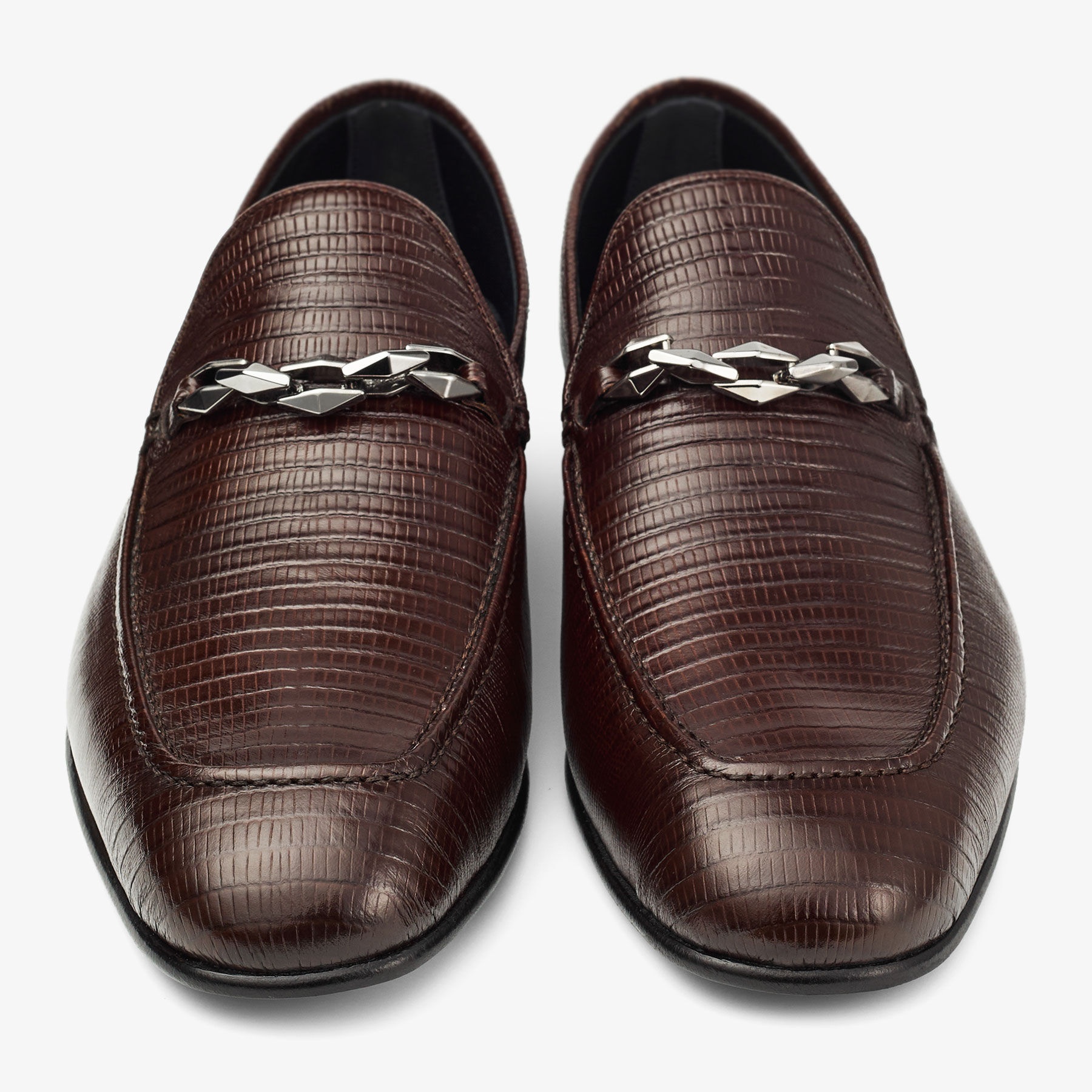 Marti Reverse
Coffee Lizard Printed Leather Loafers - 3