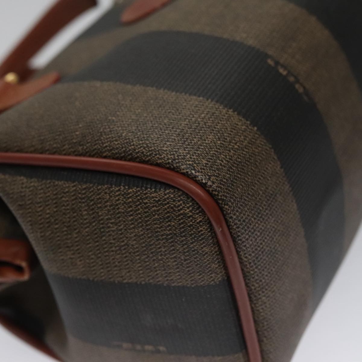 FENDI Pecan Canvas Mini Hand Bag Brown Black - 14