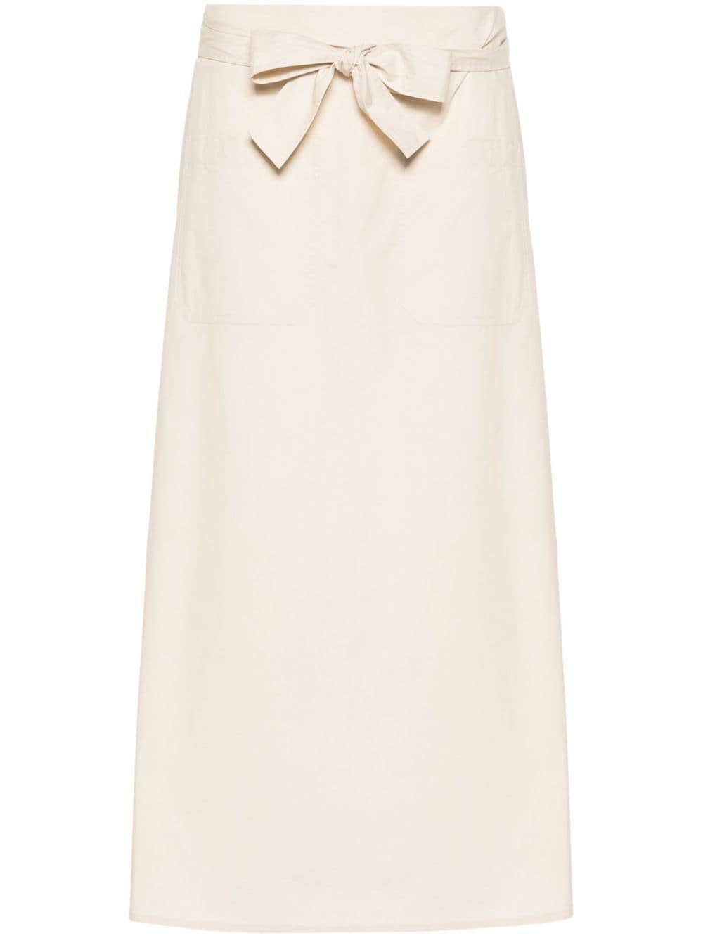 Tie-waist cotton midi skirt - 1