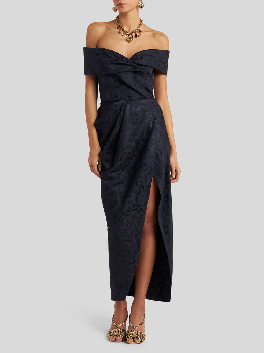 SILK-BLEND JACQUARD EVENING DRESS - 3