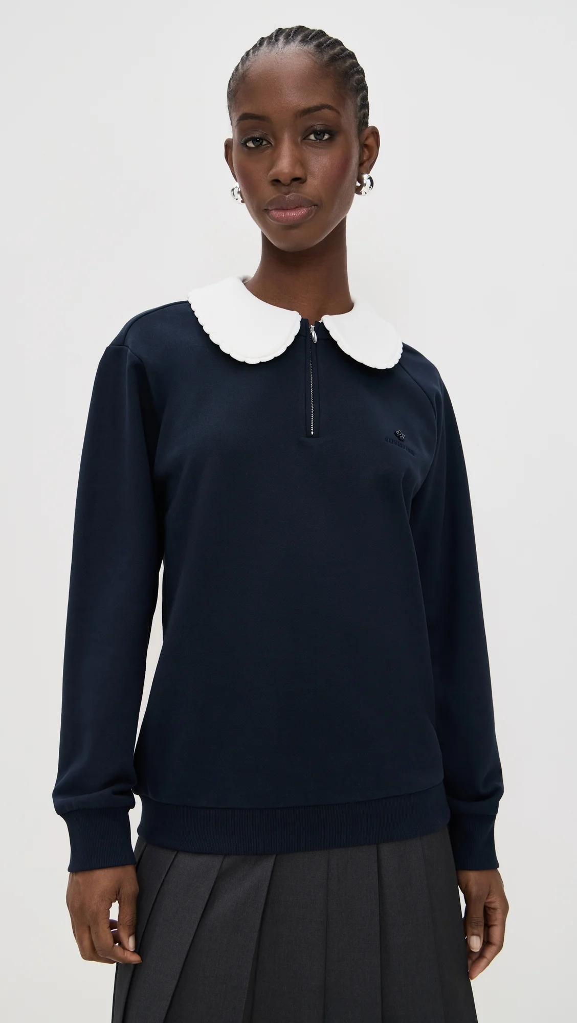 Doll Collar Oversized Sweatshirt - 1