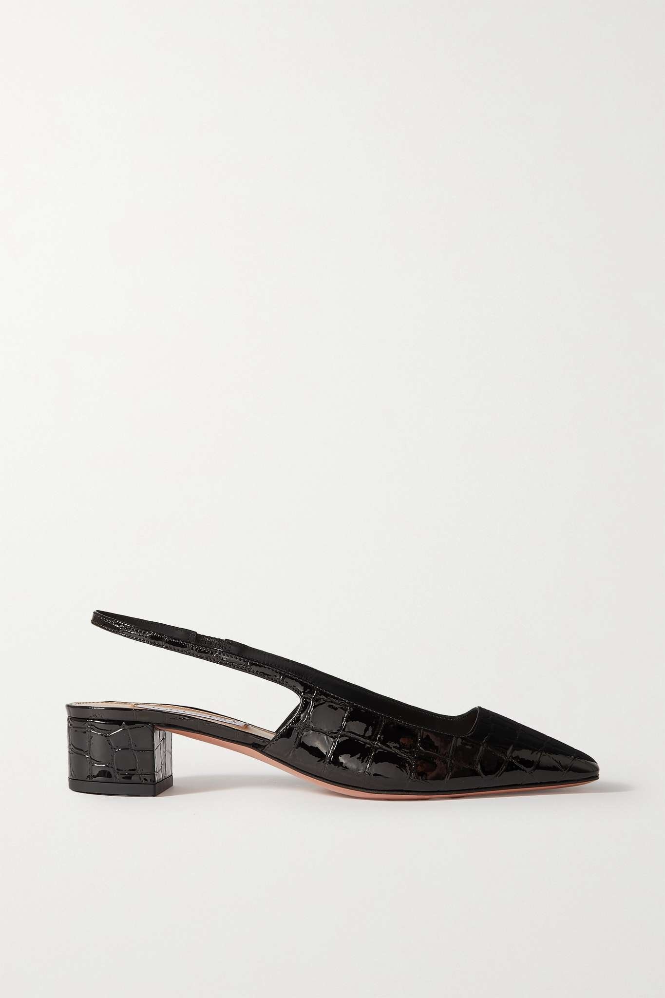 Ginza 35 croc-effect patent-leather slingback pumps - 1