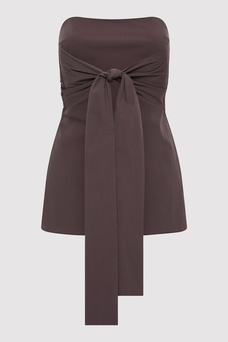 ST. AGNI Strapless Tie Back Top - Chocolate Plum outlook