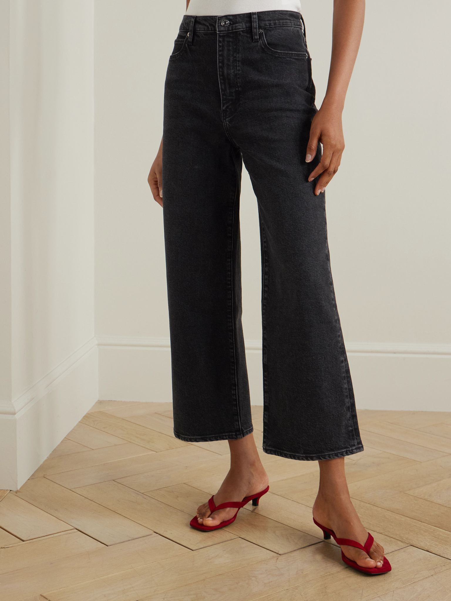 The Wide cropped high-rise wide-leg jeans Black - 3