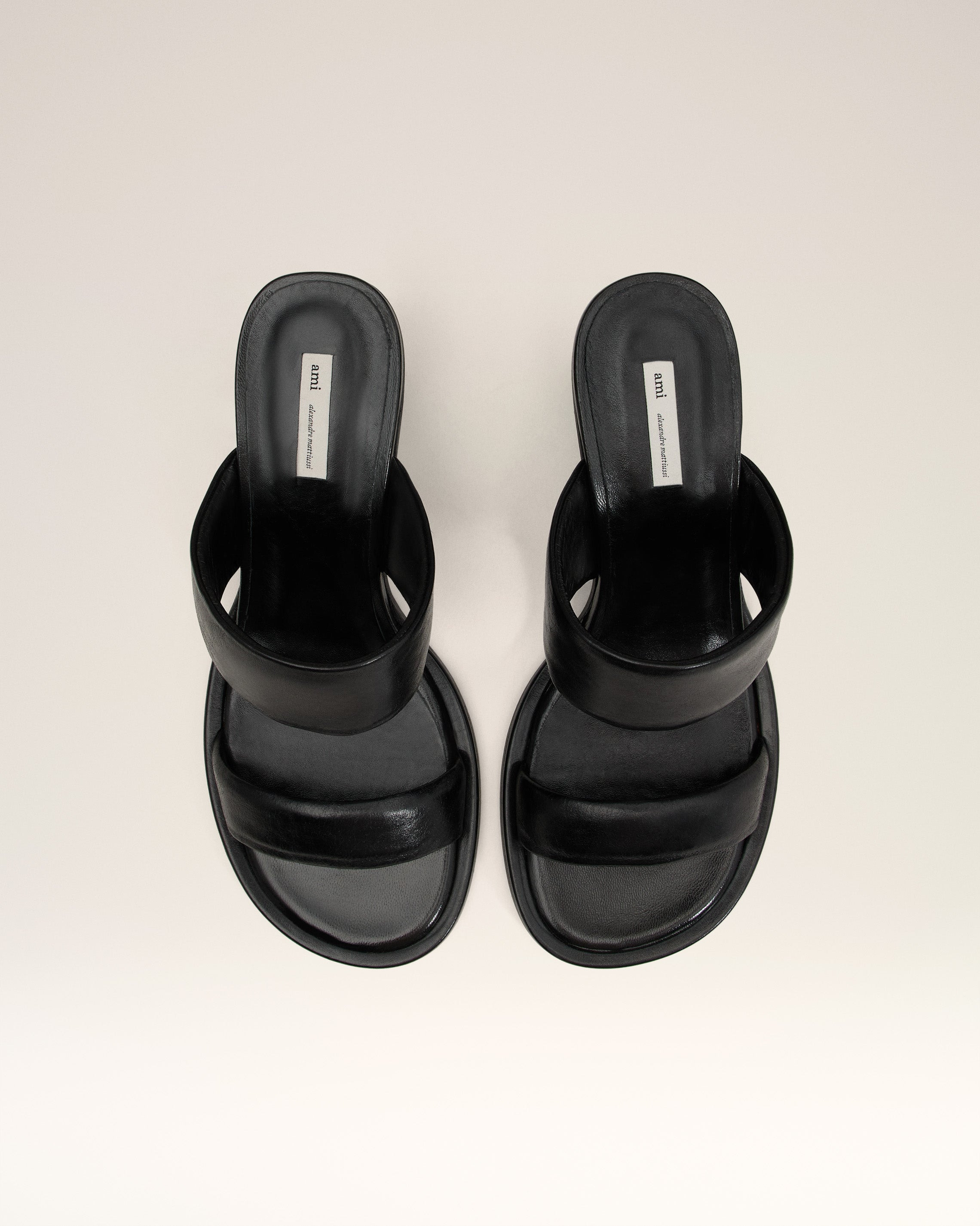 BLACK LEATHER PIANO SANDALS - 5