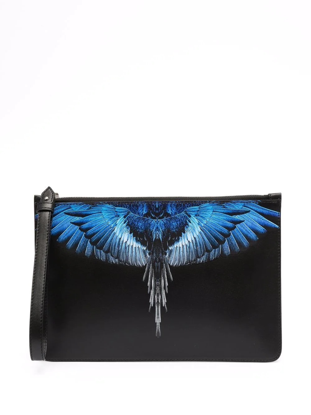 Wings-print leather pouch bag - 1