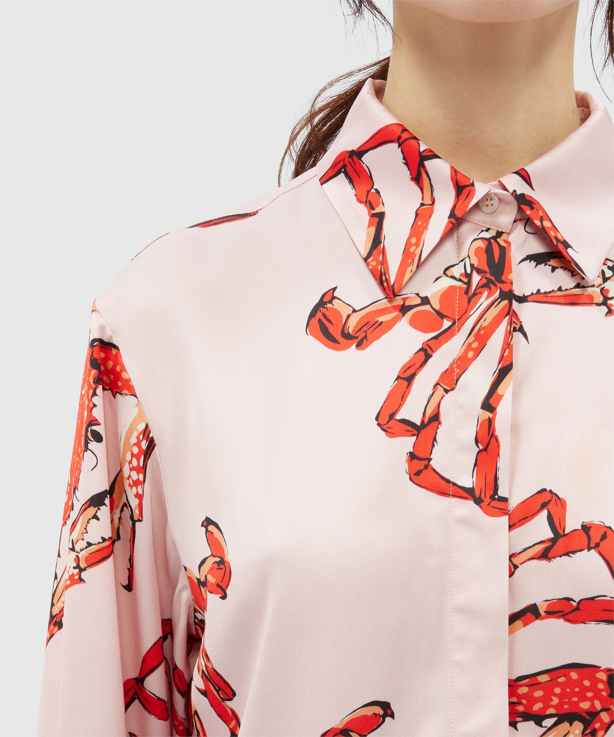 Pink satin shirt with "King crab" print - 5