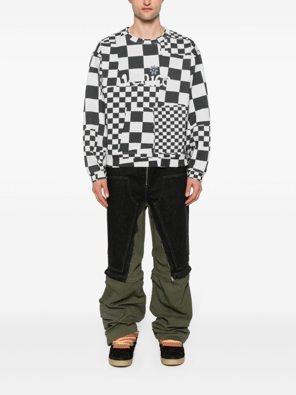 logo-print checked sweatshirt - 2